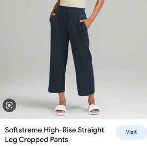 Lululemon softstreme high rise crop pants. Size 12. Navy. Brand new without tag